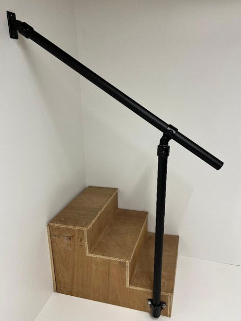 Adjustable Wall-to-Floor Stair Handrail Kit Finished in Black (Electrophoretic Coated).