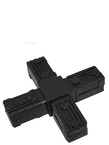 Square 25 x 25 x 2.0 4 Way Flat Tube Connector.