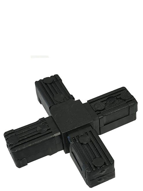 Square 25 x 25 x 2.0 4 Way Flat Tube Connector.