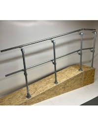 DDA Ramp Handrail Side Mount or Slope Mounted Handrail Kit to landing with MID RAIL