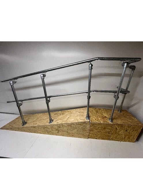 DDA Ramp Handrail Side Mount or Slope Mounted 90 Degree to End Post with MID RAIL Handrail Kit