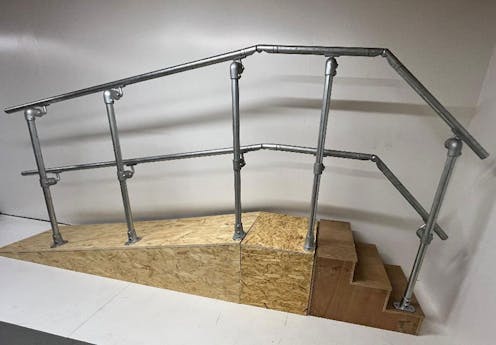 DDA Ramp Handrail Side Mount or Slope Mounted with Landing and Steps with MID RAIL Handrail Kit