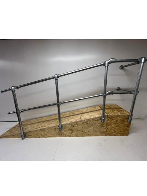 Ramp Handrail Side Mount or Slope Mounted 90 Degree to Wall with Mid Rail OFFSET Handrail Kit.