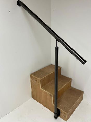 Terminated Wall-to-Floor Stair Balustrade Kit in Black Satin