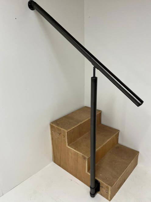Terminated Wall-to-Floor Stair Balustrade Kit in Black Satin