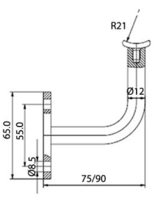 MS Handrail Bracket 75 or 90mm offset 42.4mm