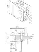 Zintec Glass Clamp Square Type Flat Back