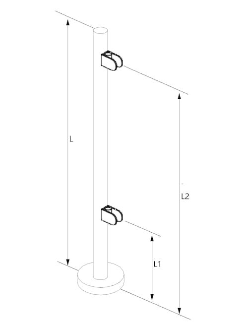 Stainless Steel Upright Post Drilled & Tapped (for glass clamps)