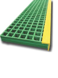 38mm Thick 'Type I' GRP Grating Tread Profile Green 6010