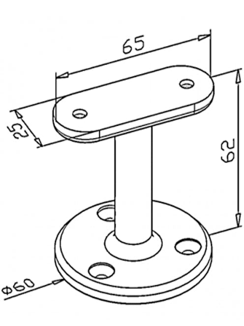 S.S. H.R. Handrail Support Flat Top