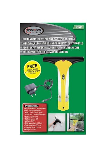 Hofftech Rechargable Window Vac with Spray Bottle & Microfibre Cloth