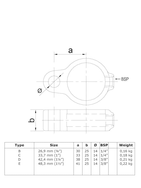 138 Gate Eye Key Clamp (33.7mm Round Black)