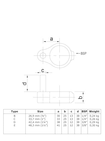 140 Gate Hinge Key Clamp (33.7mm Round Black)