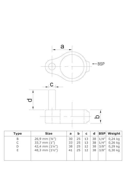 140 Gate Hinge Key Clamp (33.7mm Round Black)