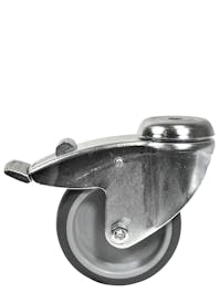 50mm Diameter Swivel Wheel ONLY Castors Braked - Silver