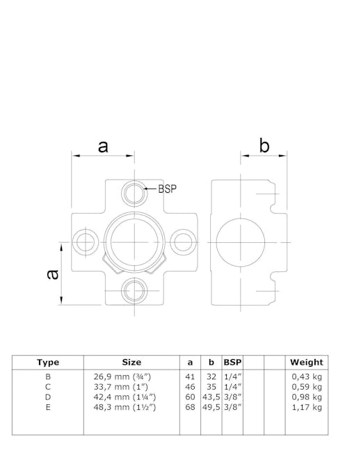 158 4way Cross Key Clamp (26.9mm Black Round)
