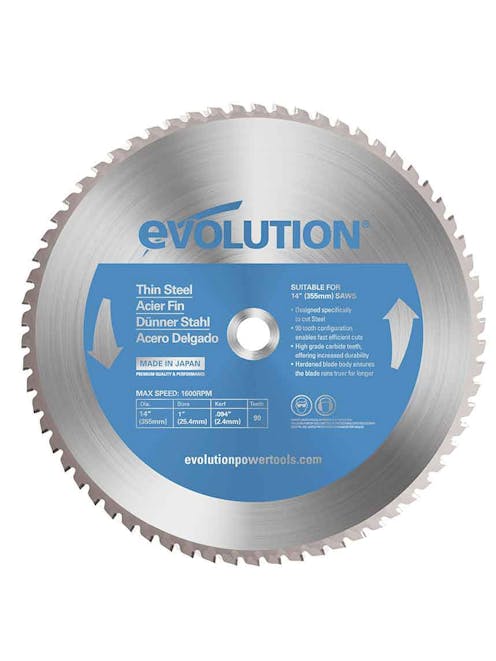 Evolution 355mm Thin Steel Cutting 90T Chop Saw Blade